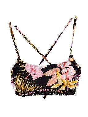 Xhilaration Juniors Floral Crochet Trim Bralette Bikini Top Medium